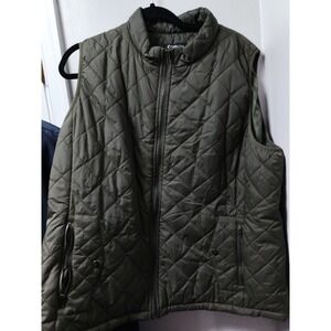 Fuinloth Quilted Puffer Vest Womens XXL Sleeveless Zip Front Green